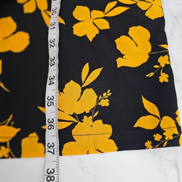 Eloquii Balloon Sleeve Floral Print Midi Dress Black Yellow Womens Plus 20 - Picture 8 of 9